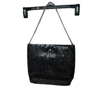 Vintage Whiting and Davis Black Metal Mesh Purse w/ Gold Chain Handle Disco